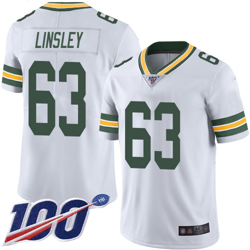 Green Bay Packers Limited White Men 63 Linsley Corey Road Jersey Nike NFL 100th Season Vapor Untouchable